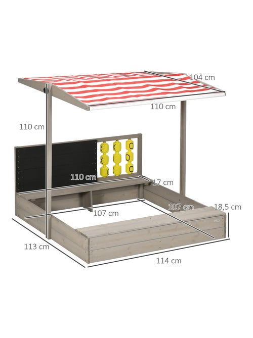 Bac à sable carré réglable - tableau, jeu - sapin gris - Kiabi