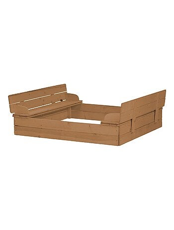 Bac à sable couvrant en bois massif avec 2 bancs Outdoor+ ROBA