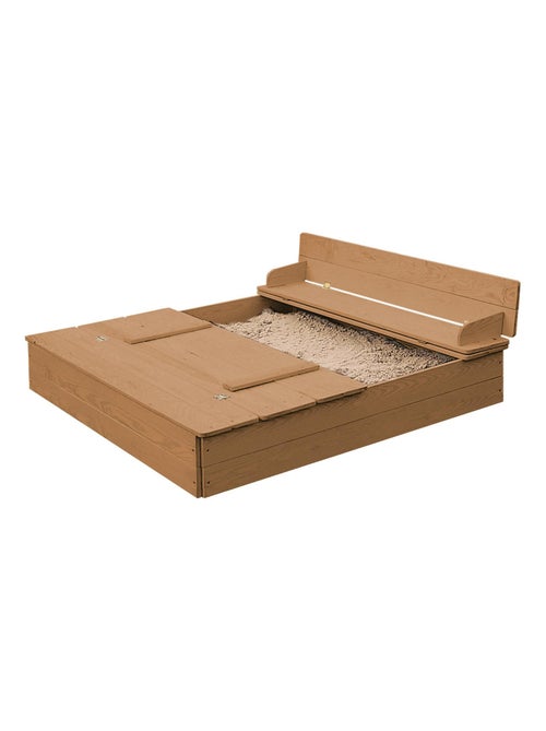Bac à sable couvrant en bois massif avec 2 bancs Outdoor+ ROBA - Kiabi