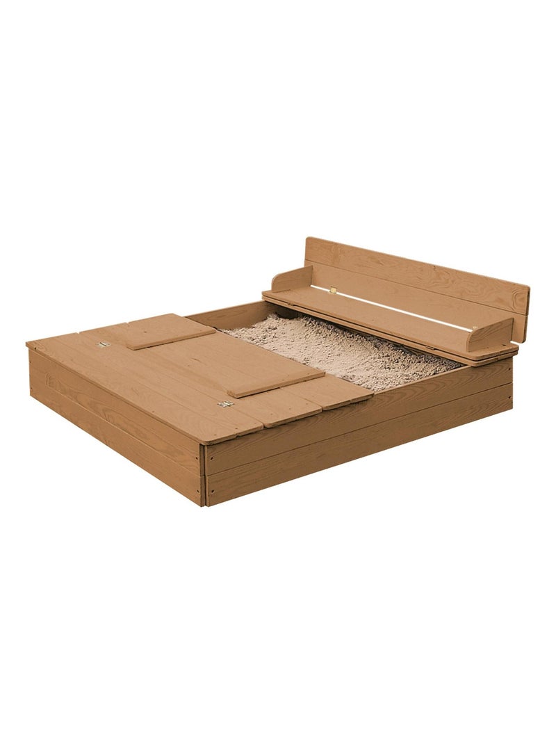 Bac à sable couvrant en bois massif avec 2 bancs Outdoor+ ROBA Marron - Kiabi