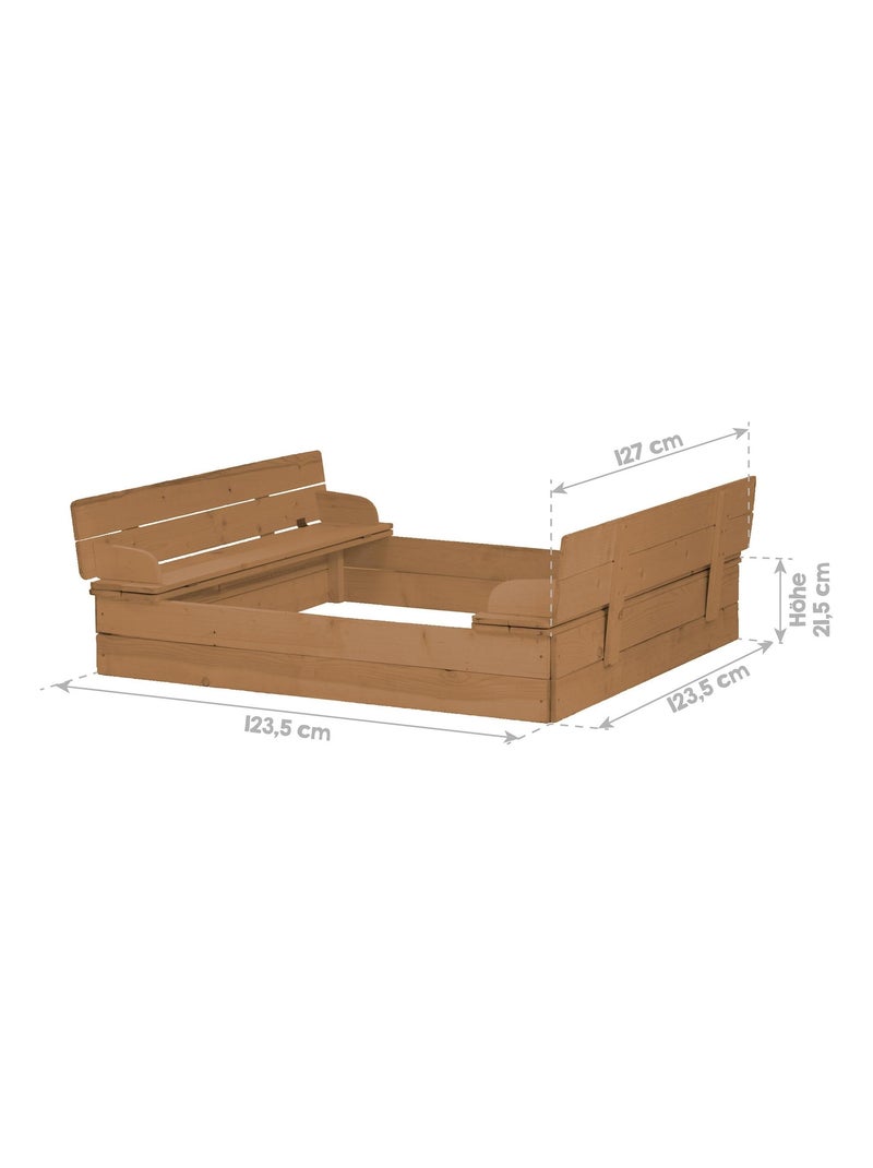 Bac à sable couvrant en bois massif avec 2 bancs Outdoor+ ROBA Marron - Kiabi