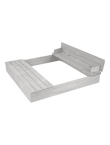 Bac à sable couvrant en bois massif avec banc et 2 bassins Outdoor+ ROBA