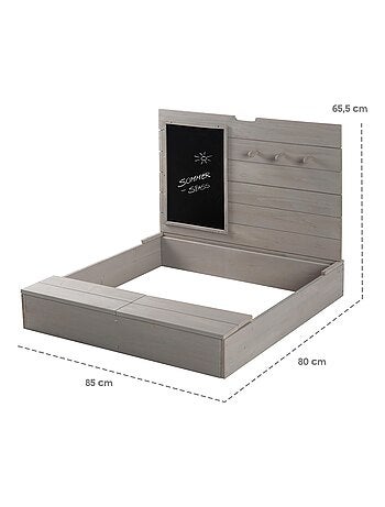 Bac à sable couvrant en bois massif avec tableau noir 'Outdoor+' ROBA