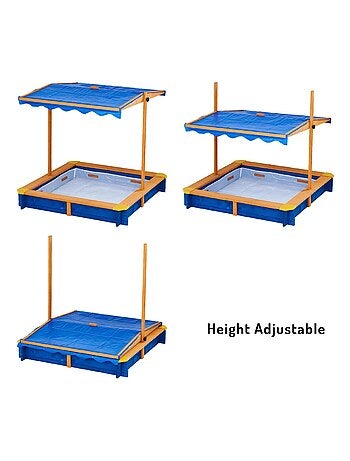 Bac à sable de jardin été extérieur en bois avec toit rotatif