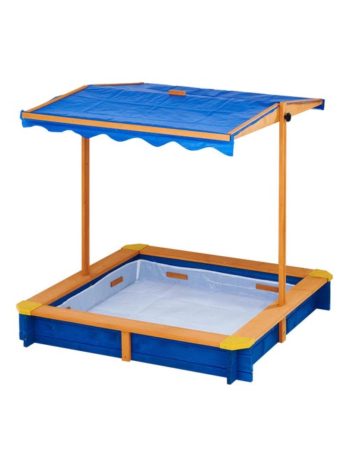 Bac à sable de jardin été extérieur en bois avec toit rotatif - Kiabi