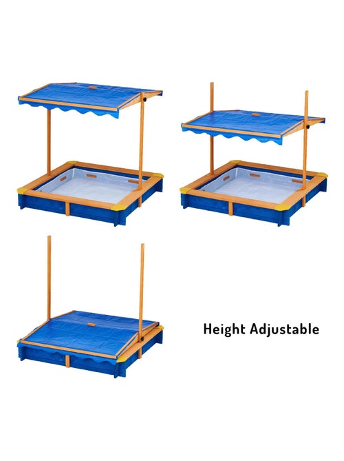 Bac à sable de jardin été extérieur en bois avec toit rotatif - Kiabi