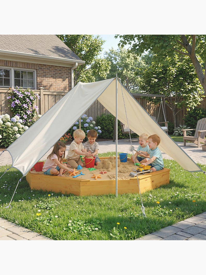 Bac à sable en bois avec auvent 4 bancs jaune Jaune - Kiabi