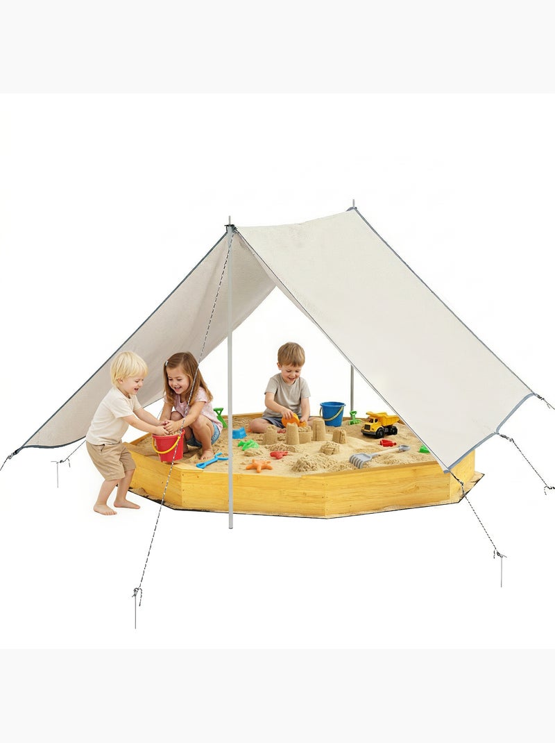 Bac à sable en bois avec auvent 4 bancs jaune Jaune - Kiabi