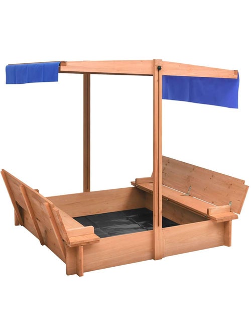 Bac à sable en bois de sapin avec toit et assises marron vidaxl - Kiabi