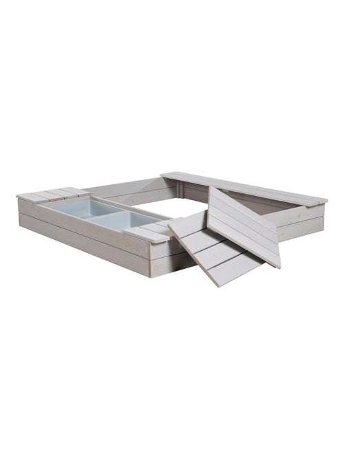 Bac à sable en bois massif avec 2 bancs intégrés et 2 bassins 'Roba Outdoor+' - Kiabi