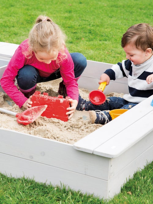 Bac à sable en bois massif avec 2 bancs intégrés et 2 bassins 'Roba Outdoor+' - Kiabi