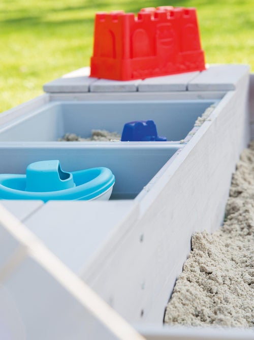 Bac à sable en bois massif avec 2 bancs intégrés et 2 bassins 'Roba Outdoor+' - Kiabi