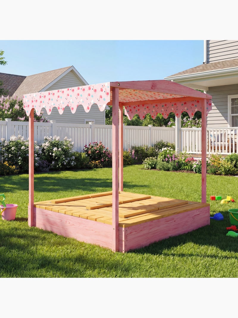 Bac à sable enfant couvercle siège auvent bois Rose - Kiabi