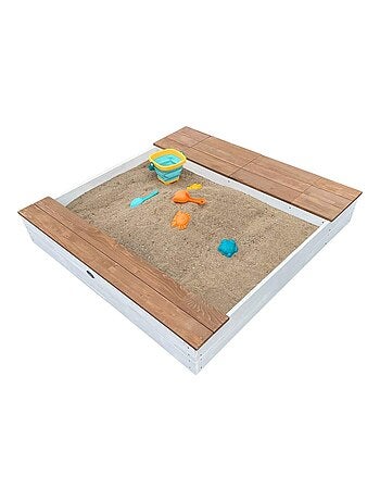 Bac à sable et espace de rangement en bois marron et blanc Evy d'AXI