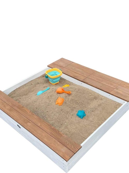 Bac à sable et espace de rangement en bois marron et blanc Evy d'AXI - Kiabi