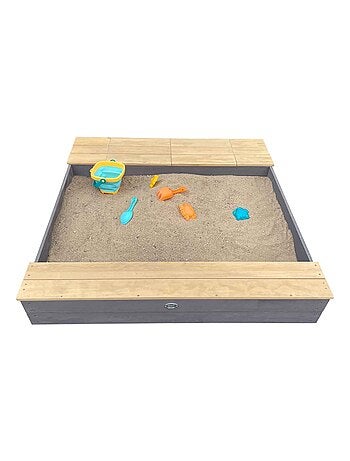 Bac à sable et espace de rangement en bois marron et gris Evy d'AXI