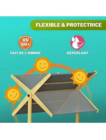 Bac à sable Fritzi 140x140x120 cm avec toit toit UV50