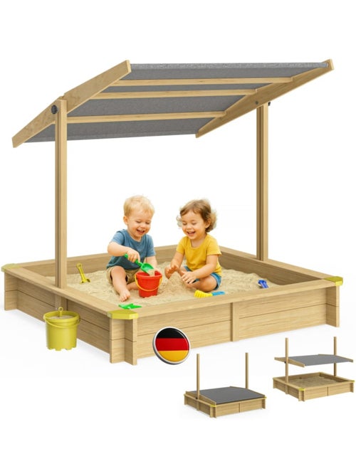 Bac à sable Fritzi 140x140x120 cm avec toit toit UV50 - Kiabi