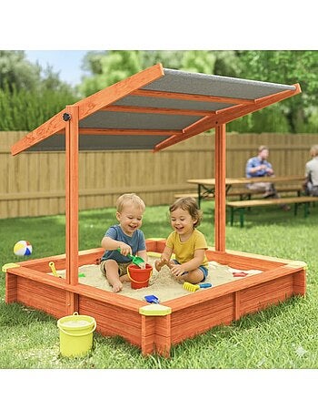 Bac à sable Max 140x140 cm en bois avec toit UV50
