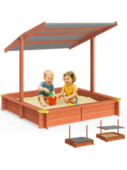 Bac à sable Max 140x140 cm en bois avec toit UV50 - Kiabi Bac à sable Max 140x140 cm en bois avec toit UV50 - Kiabi