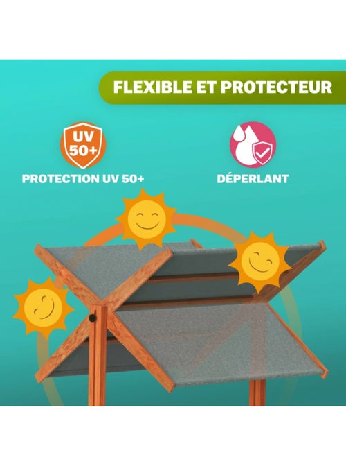 Bac à sable Max 140x140 cm en bois avec toit UV50 - Kiabi Bac à sable Max 140x140 cm en bois avec toit UV50 - Kiabi
