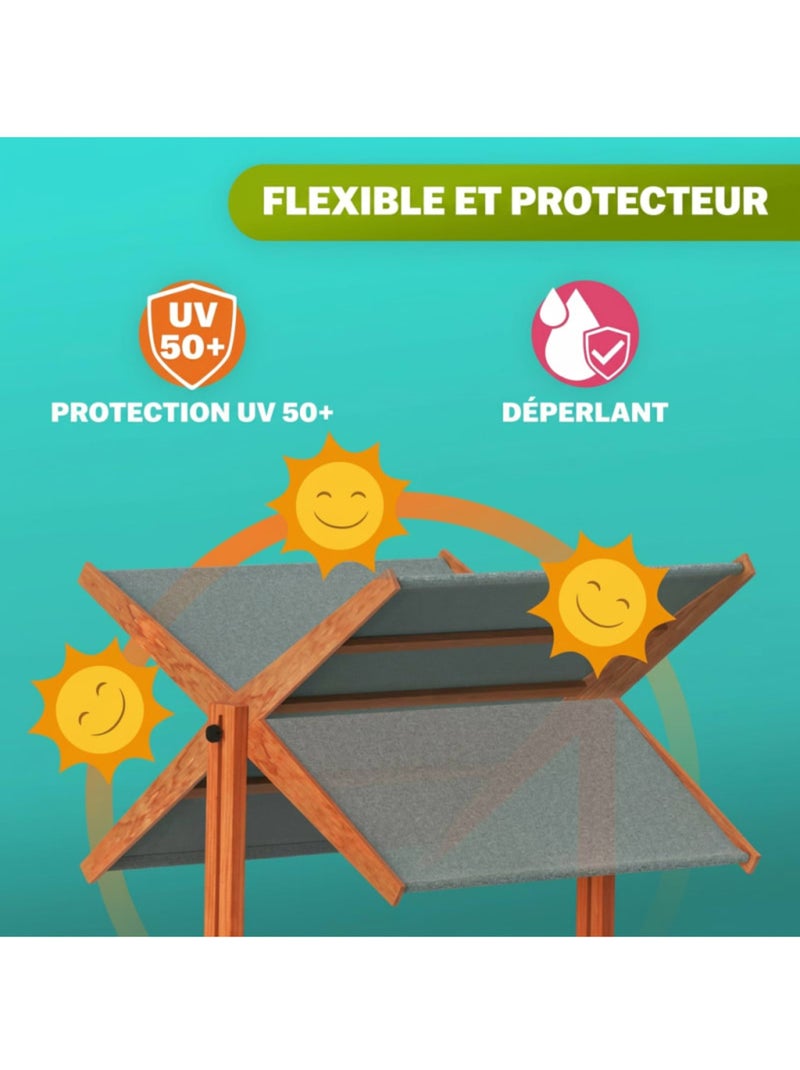 Bac à sable Max 140x140 cm en bois avec toit UV50 N/A - Kiabi