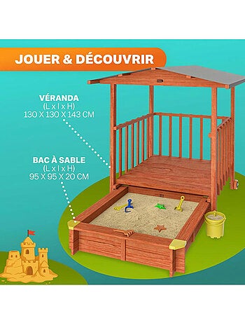 Bac à sable Merle 133x127 cm en bois avec toit UV50