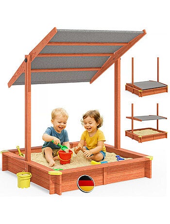 Bac à sable Sami 120x120 cm en bois avec toit UV50