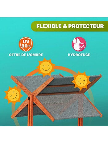 Bac à sable Sami 120x120 cm en bois avec toit UV50