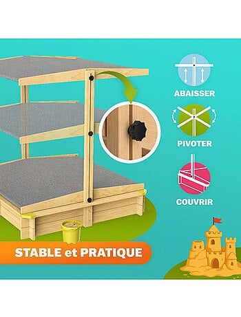 Bac à sable Samu 120x120 cm en bois avec toit UV50