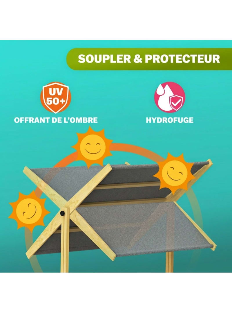 Bac à sable Samu 120x120 cm en bois avec toit UV50 N/A - Kiabi