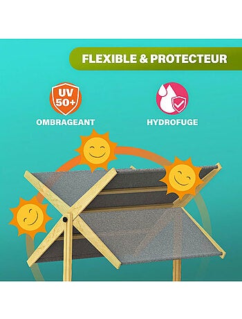 Bac à sable Toni 120x120x120 cm avec bancs réglables