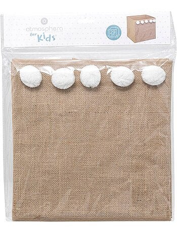 Bac de rangement enfant en jute avec pompons YUKI