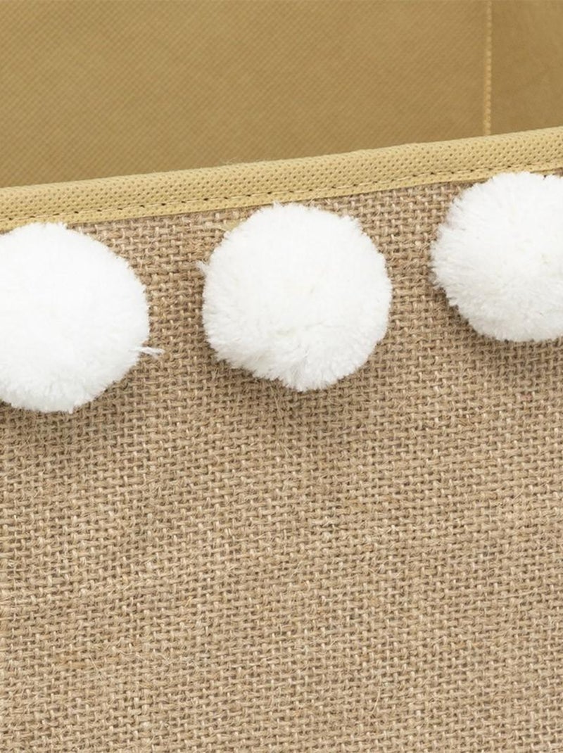 Bac de rangement jute pompons Beige - Kiabi