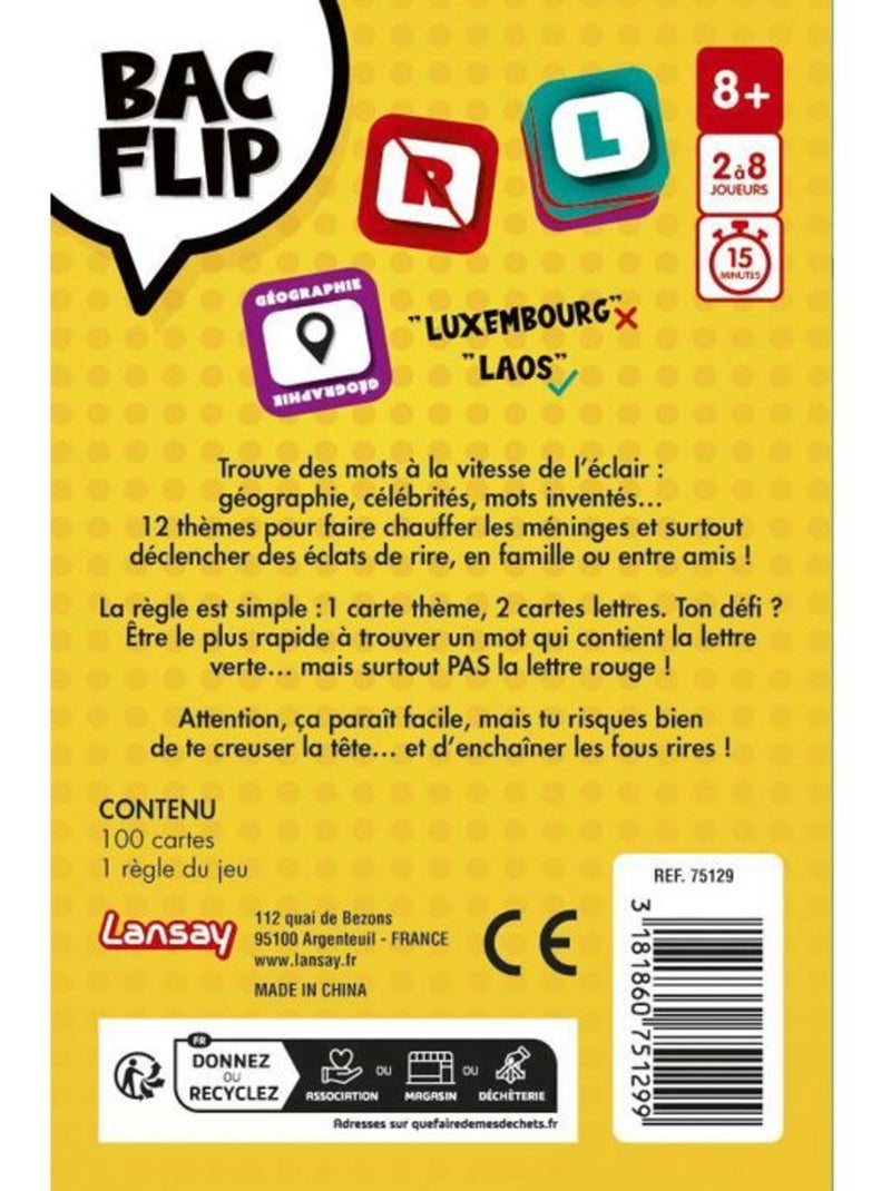 Bac flip - jeu de société - lansay - dès 8 ans Jaune - Kiabi