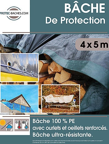 Bâche de Protection étanche avec Oeillets 60gr/m²