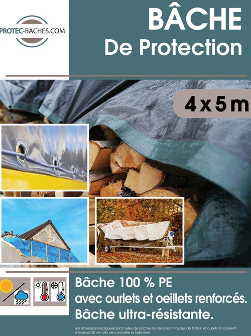 Bâche de Protection étanche avec Oeillets 60gr/m² - Kiabi