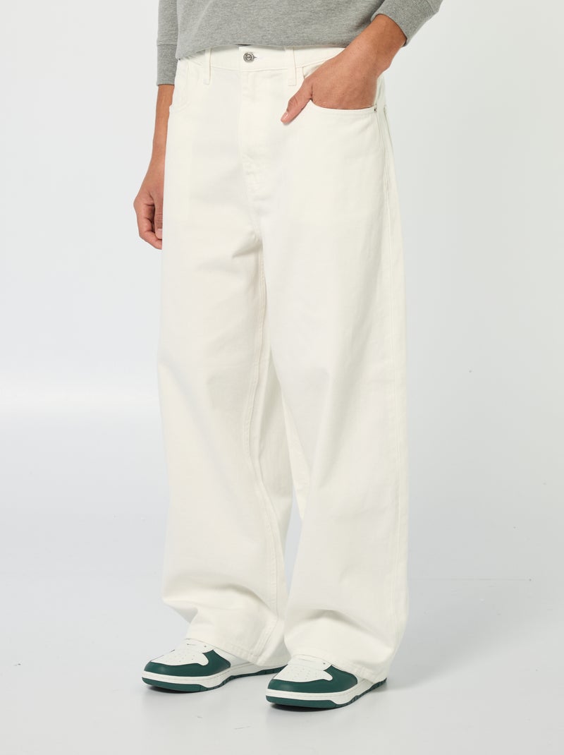 Baggy denim fit en coton Blanc - Kiabi
