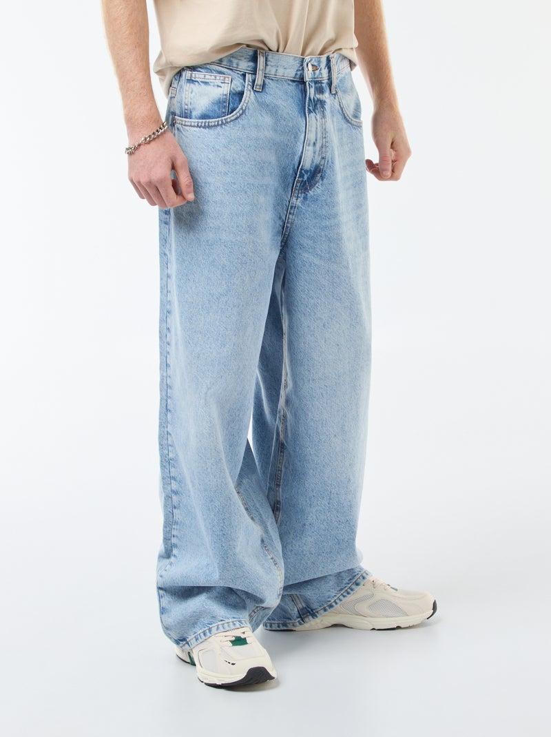 Baggy denim fit en coton Bleu - Kiabi