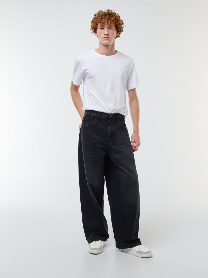 Baggy denim fit en coton Noir - Kiabi