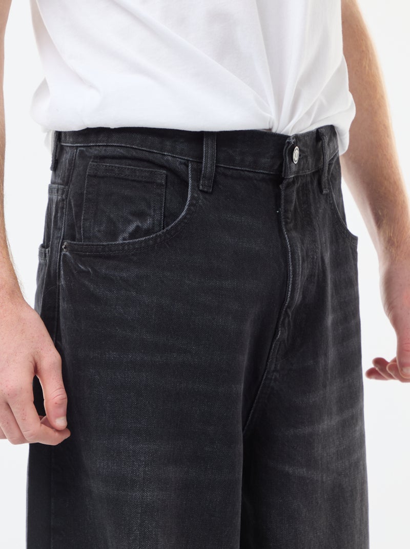 Baggy denim fit en coton Noir - Kiabi