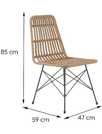 BAGO Lot de 6 chaises en résine tressée effet rotin