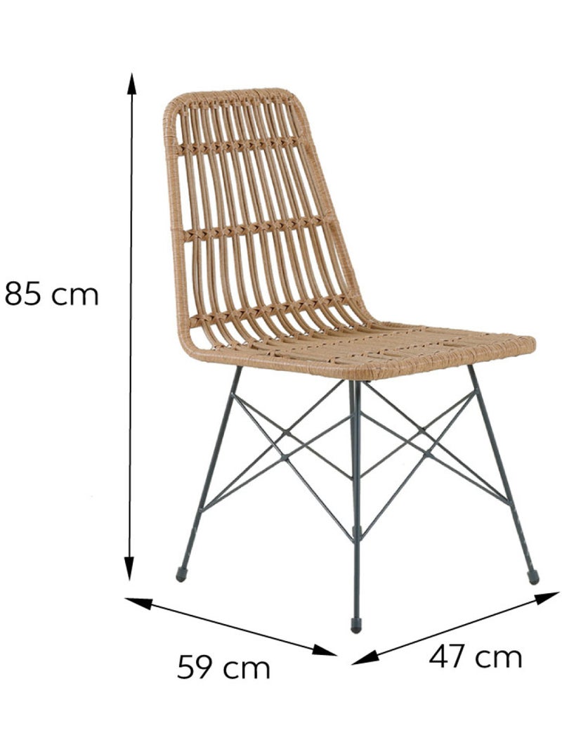 BAGO Lot de 6 chaises en résine tressée effet rotin Marron - Kiabi