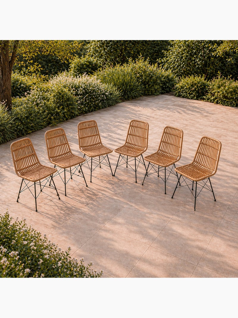 BAGO Lot de 6 chaises en résine tressée effet rotin Marron - Kiabi