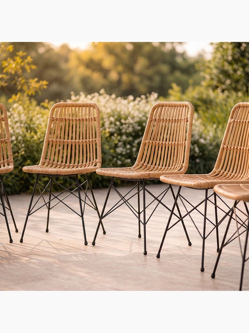 BAGO Lot de 6 chaises en résine tressée effet rotin - Kiabi