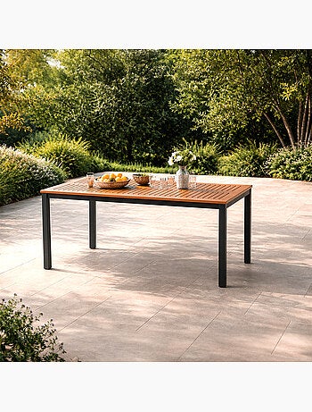 BAGO Table 6 places en bois naturel d'eucalyptus 150cm