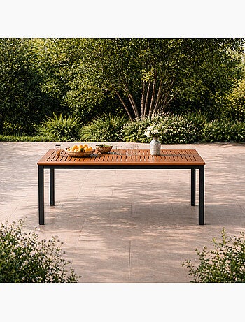 BAGO Table 6 places en bois naturel d'eucalyptus 150cm