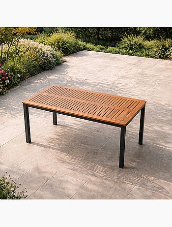BAGO Table 6 places en bois naturel d'eucalyptus 150cm