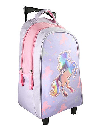 Bagtrotter - Cybel - Sac à Dos à Roulettes Primaire - Violet - 2 Compartiments