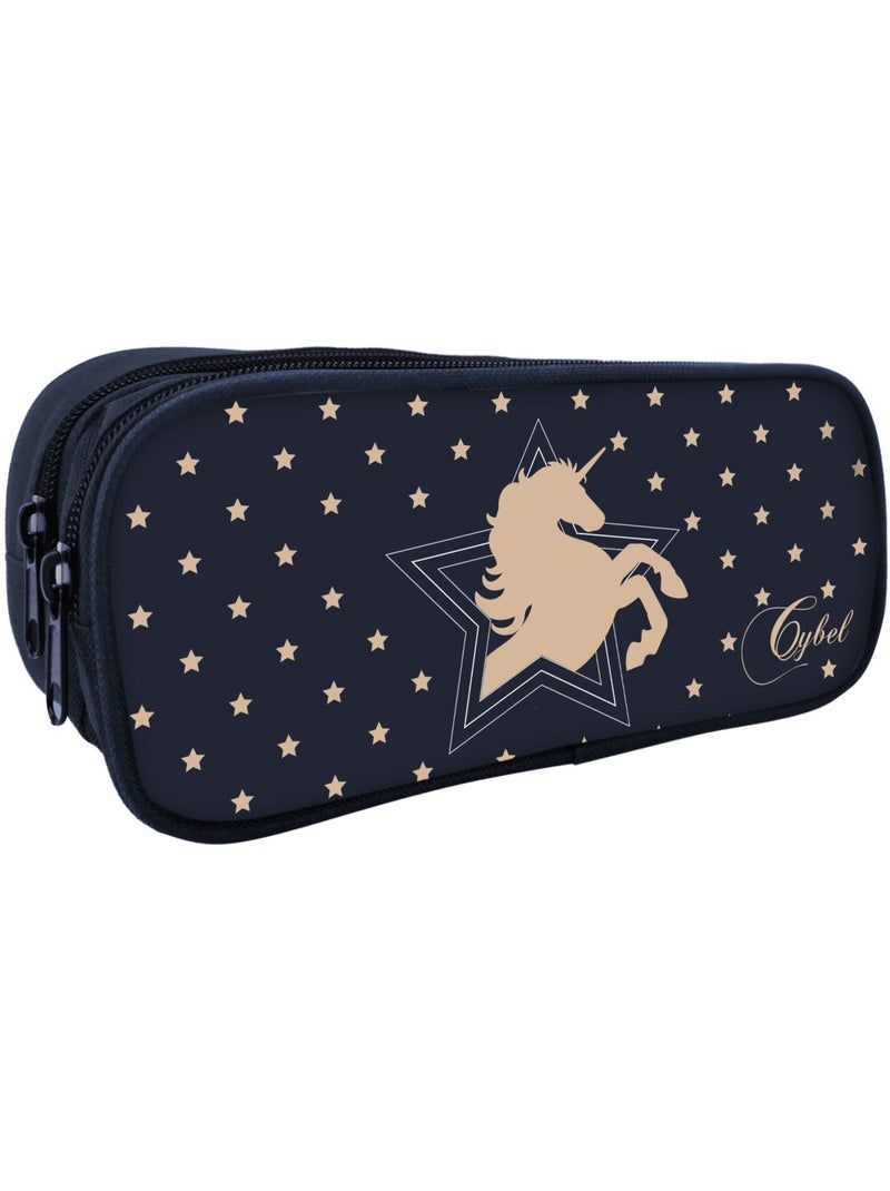 Bagtrotter - Cybel - Trousse Rectangulaire Scolaire - Marine - 2 Compartiments Bleu - Kiabi